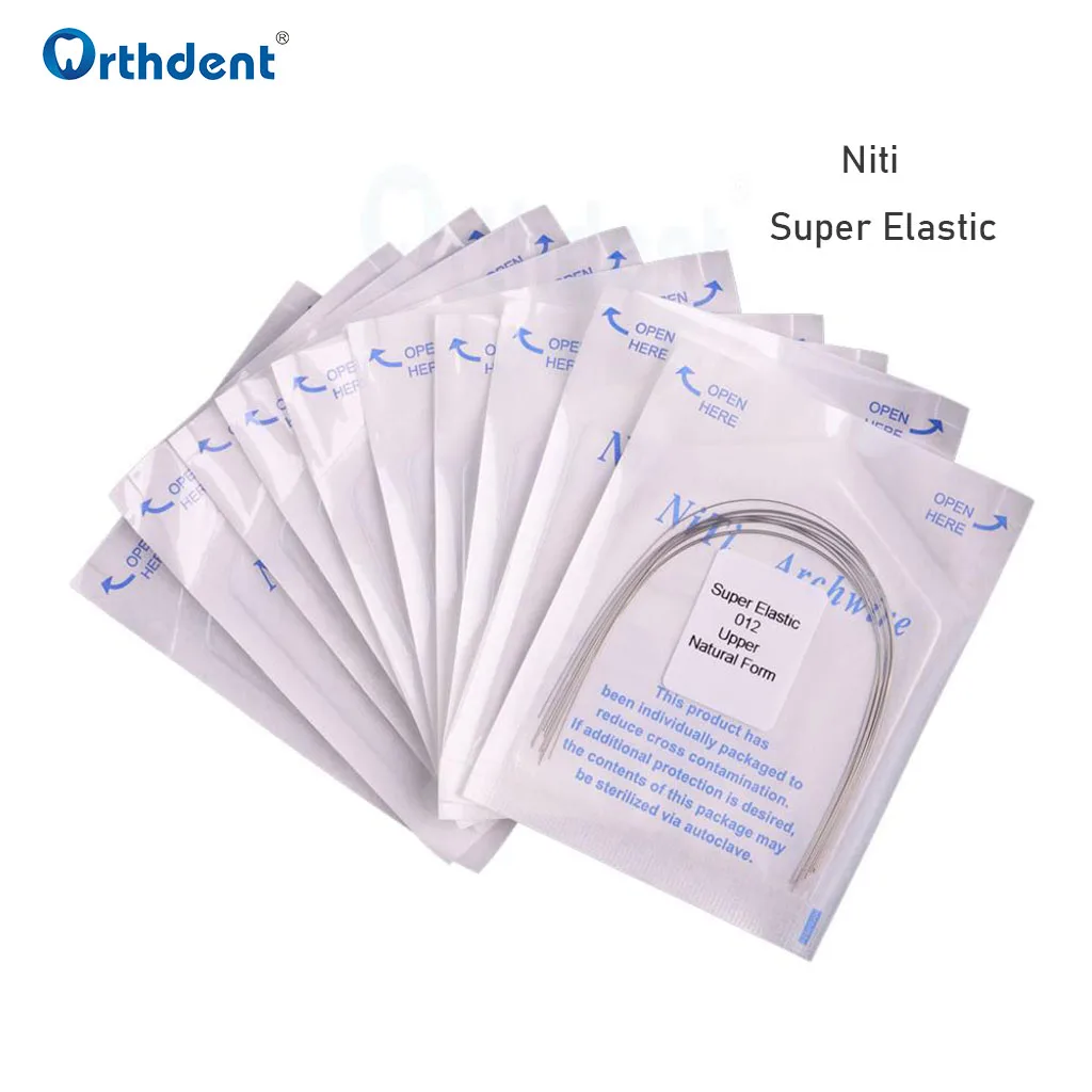 10 Packs Dental Arch Wires Orthodontic Super Elastic NITI Memory Round Archwire Natural Form Lower/Upper 012/014/016/018/020