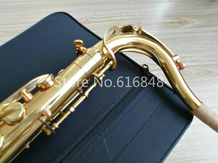 New Arrival Brass Bb Tenor Saxophone Musical Instrument with Case Mouthpiece B Flat Pearl Button Gold Lacquer Sax Free Shipping