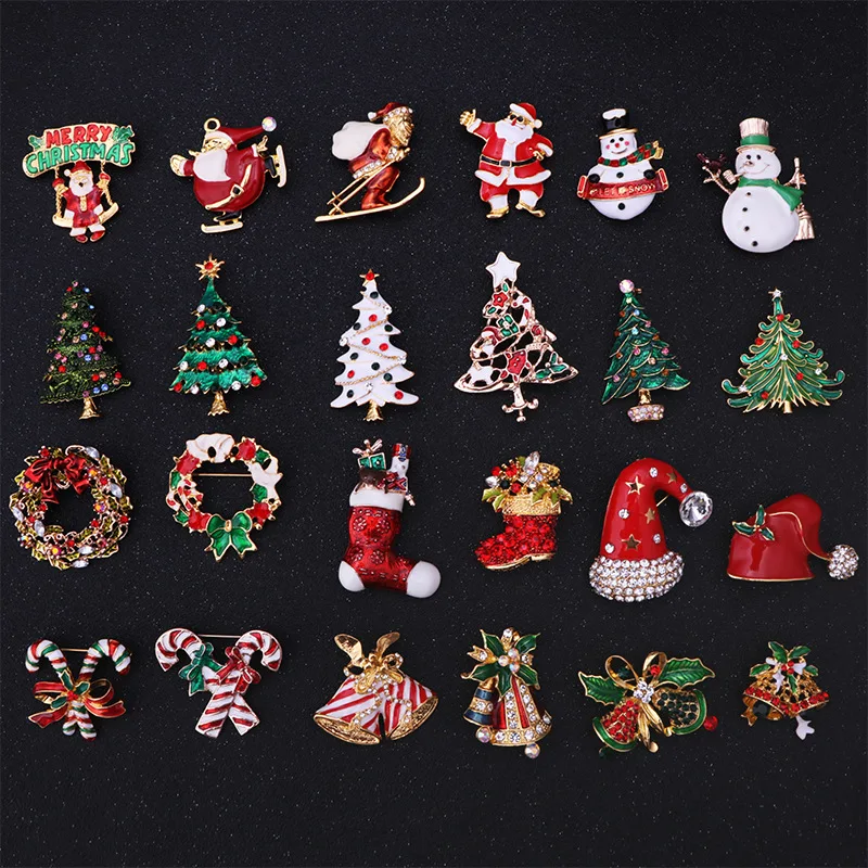 Exquisite Christmas Brooch Pin Santa Claus Boot Garland Fashion Jewelry Gift Decoration Brooches  Women Fashion Party Gifts