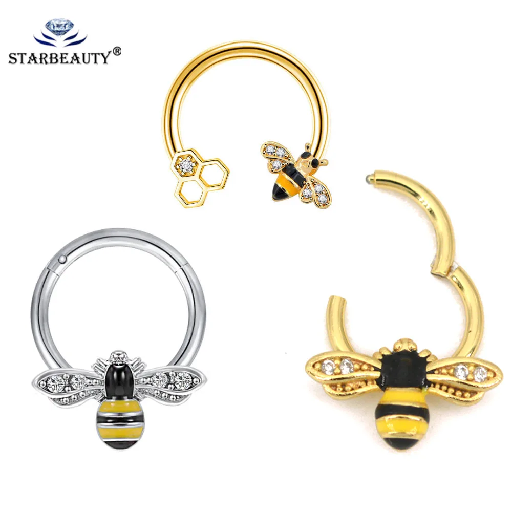 16G 100% 316L Steel Piercing Helix Hoop Septum Piercing Nose Earring Jewelry Daith horseshoes ring Tragus Cartilage Earring