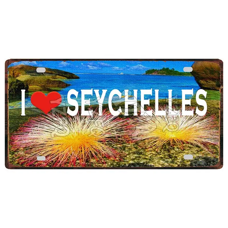 Seychelle City Tin Plate Travel Souvenir Vintage Metal Sign Wall Decor For Shop Home Bar Club Poster Customizable DC-1096B