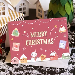 Yoofun 2 sheet Merry Christmas Sulfuric Acid Paper Envelope Kraft Paper Bronzing Greeting Card Decoration New Year Invitation