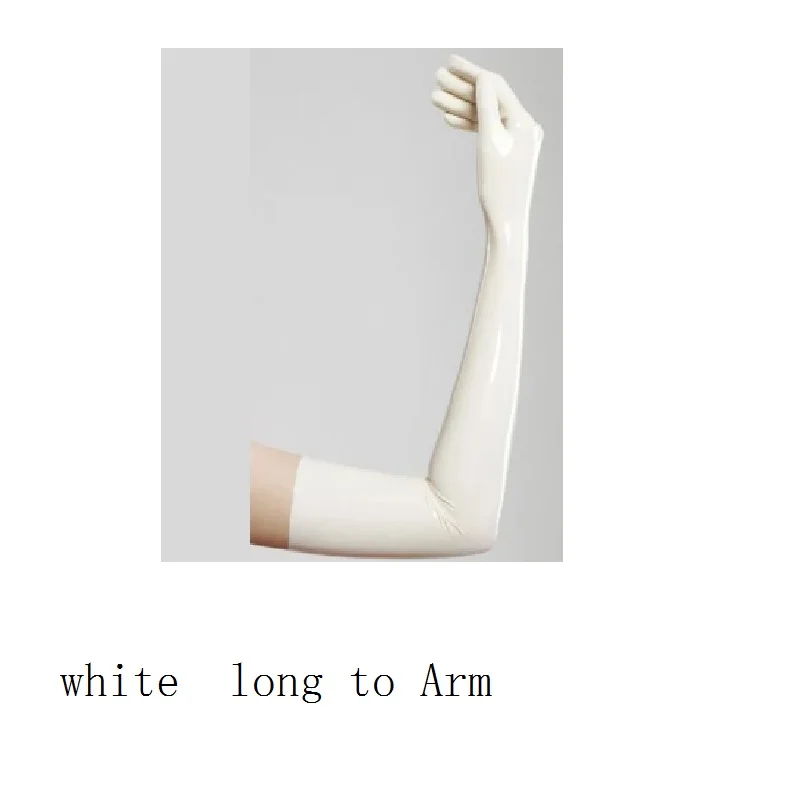 New yellow metallic red color Women slim Latex 3D long Gloves  upper arm tight long Fingers  female  small palm fit 5 size white