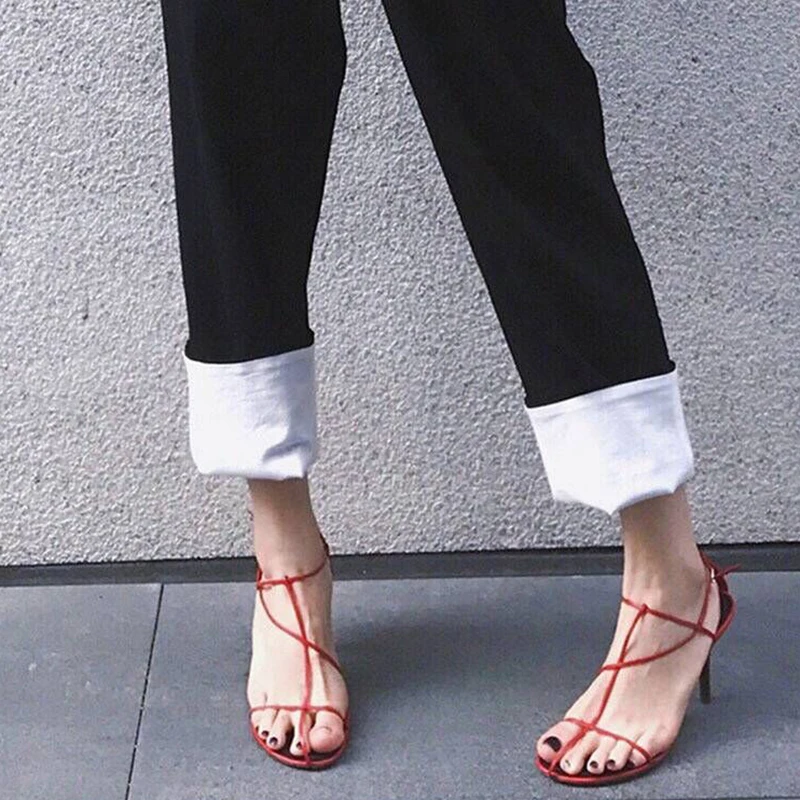 Summer New Sexy Open Toe Women Sandals Thin High Heels Party Shoes Women Solid Elastic Shoes Women Fashion Sandalias Mujer