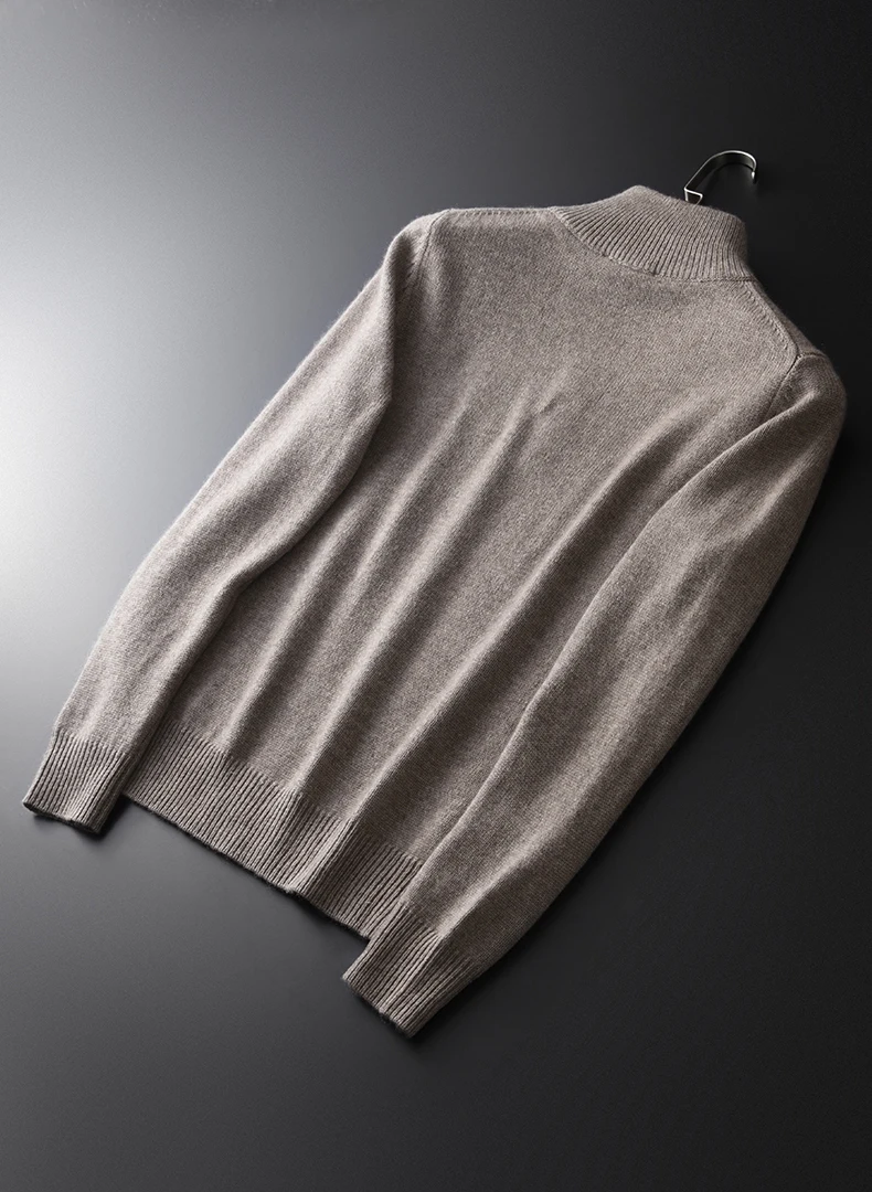 Cashmere Sweater Male Luxury Half Zipper Collar Solid Color Mens Plus Size 4xl Slim Fit Winter Sweaters Man