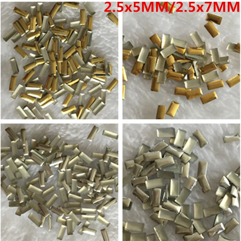 Silver/Gold Hot-Fix Rhinestuds Rectangle Shape Loose DIY Punk Metallic Decoration For Clothing/shoes/bags Hot Fix Studs 500pcs