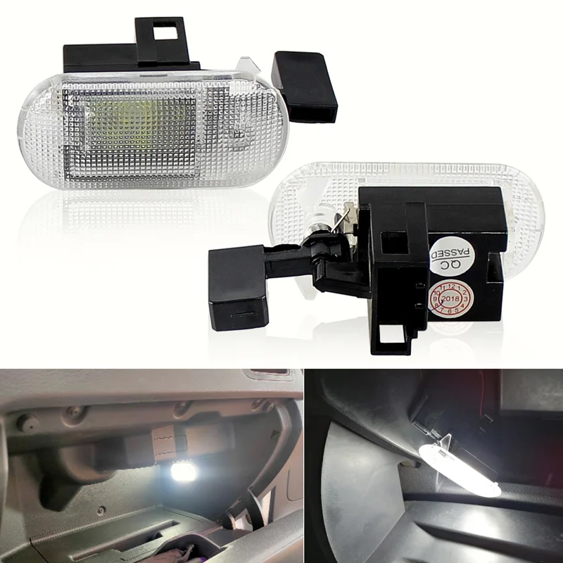 2PCS White Led Glove Box Light Module For Caddy Golf MK4 Variant Passat B5 B5.5 Touran For Skoda Fabia Superb Yeti No Error