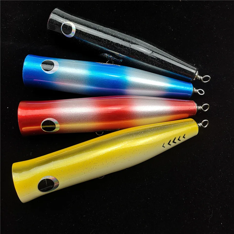 SWOLFY 1 TEILE/LOS Topwater Holz Popper 65G/ 70g /115G/190G GT Oberfläche Popping locken Tiefe Meer Boot Angeln Köder – Detail 8