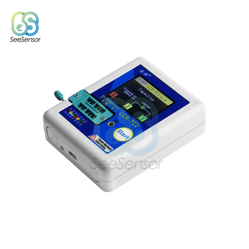ใหม่ LCR-TC2จอแสดงผล LCD มัลติมิเตอร์เครื่องทดสอบทรานซิสเตอร์ Diode Triode ตัวเก็บประจุตัวต้านทานเครื่องวัด ESR LCR NPN PNP MOSFET