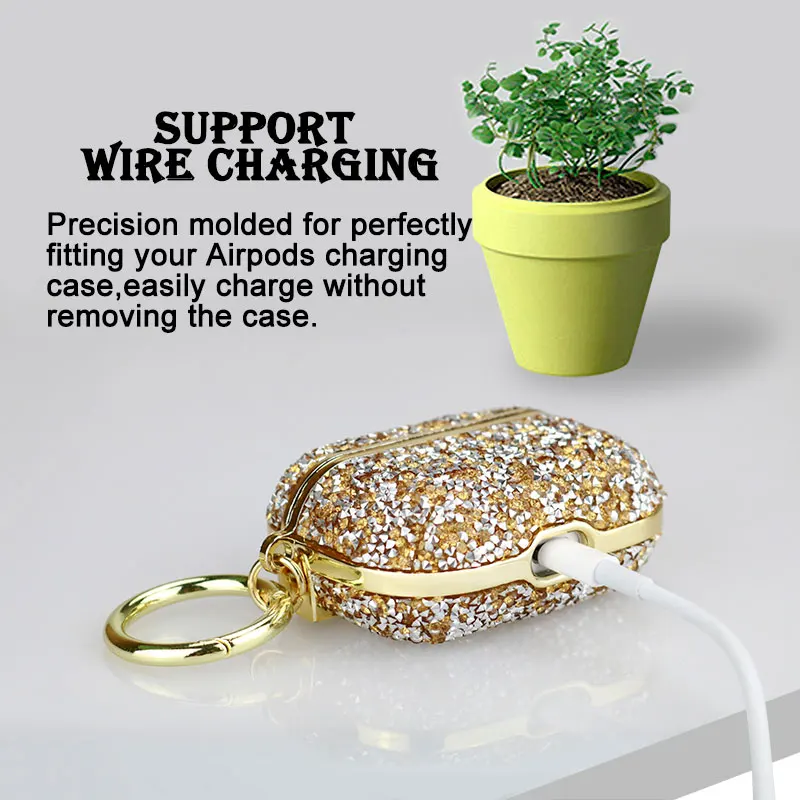 Para airpods pro 2 1 capa bonito bling diamante airpods2 acessórios do fone de ouvido air pods protetor com chaveiro para casos airpodspro