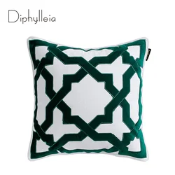 Diphylleia Applique Cushion Cover American Retro Geometric Cut Velvet Embroidery Sofa Throw Pillowcase Metropolitan Light Luxury