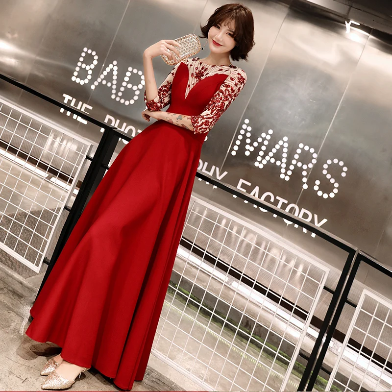 Robe de soiree-neck 스팽글 롱 이브닝 드레스, 우아한 베스티도 드 페스타 특별 행사 드레스, 연회 파티 댄스 파티 드레스