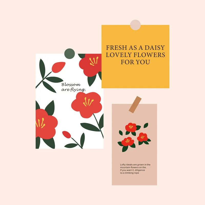 Ins Hand-painted Plant Flower Decorative Card Postcard Creative Background Wall Sticker Poster Diy Photo Props Greeting Cards
