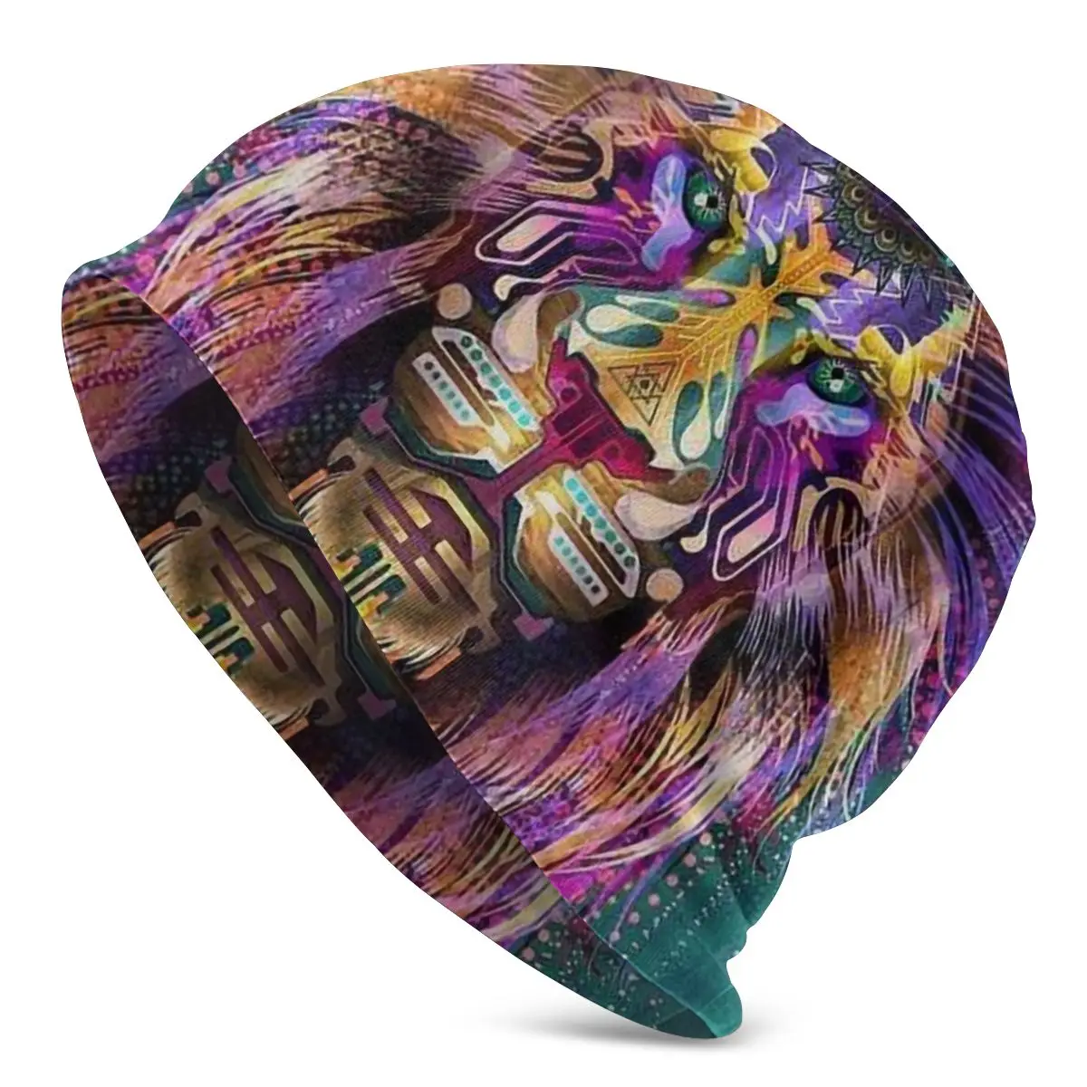 Trippy Feral Digital Art Autumn Female Warm Beanies Double Used Outdoor Bonnet Hats