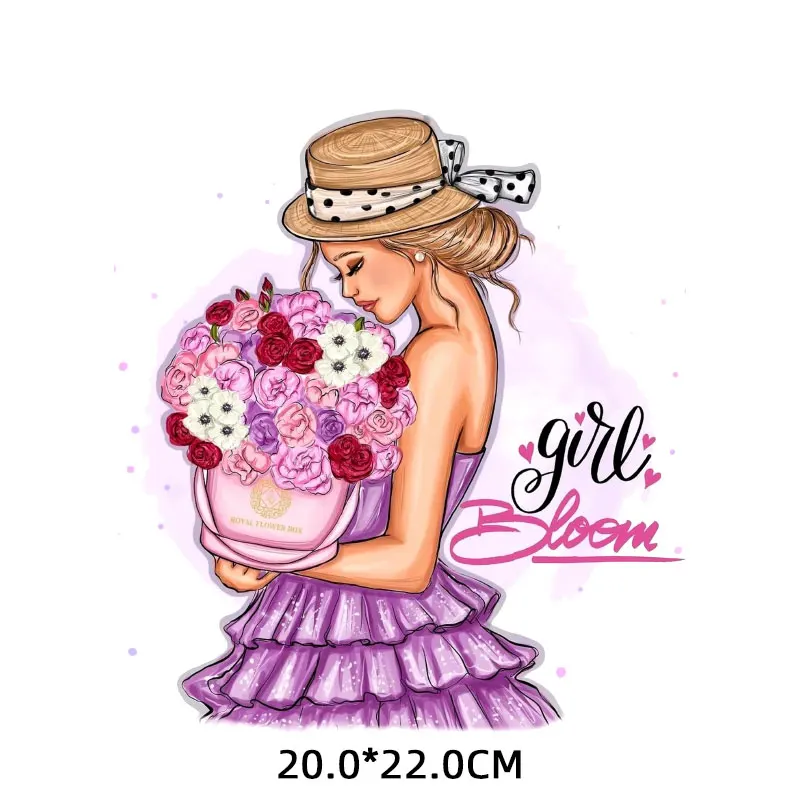 Cool Flower Lady Girl Patch adesivo termico su vestiti tessuto trasferimenti termoadesivi per abbigliamento toppa termoadesiva Applique fai da te