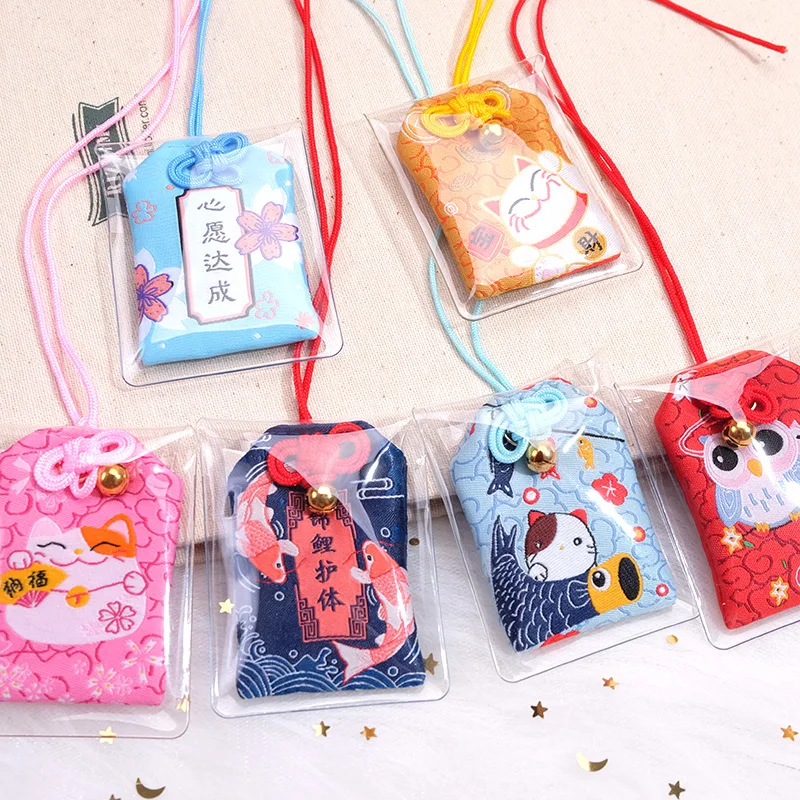 Japanese Prayer Omamori Pray Fortune Beauty Health Safety Lucky Charms Wealth Bag Guard Talisman Pendant Keychain Couple Gift