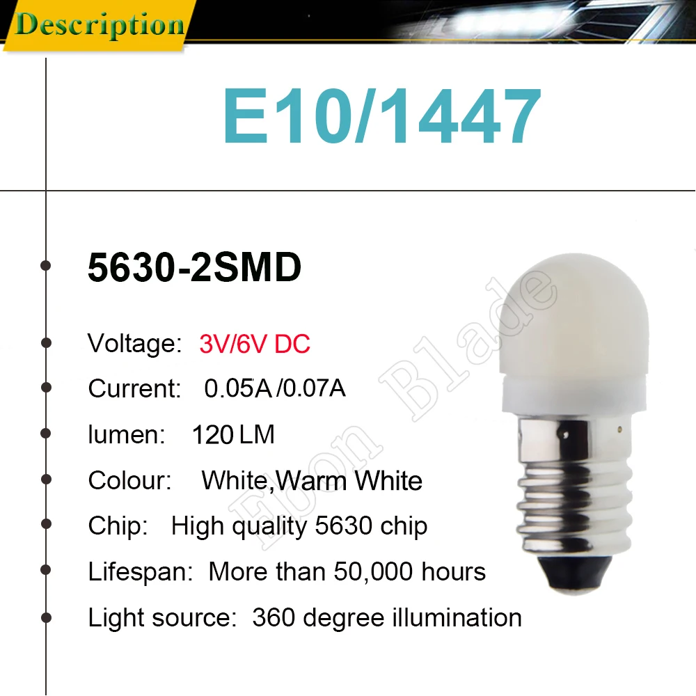 2/4 Pcs E10 Miniature LED Bulb 3V 6V 3/6 Volt Warm White Screw Upgrade Lamp Replace Flashlight Torch Headlight Bike Work Light