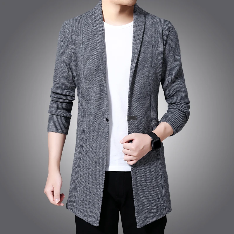 

Autumn and winter men casual thick ardigan solid color sweater coat cardigan Outwear long sleeve