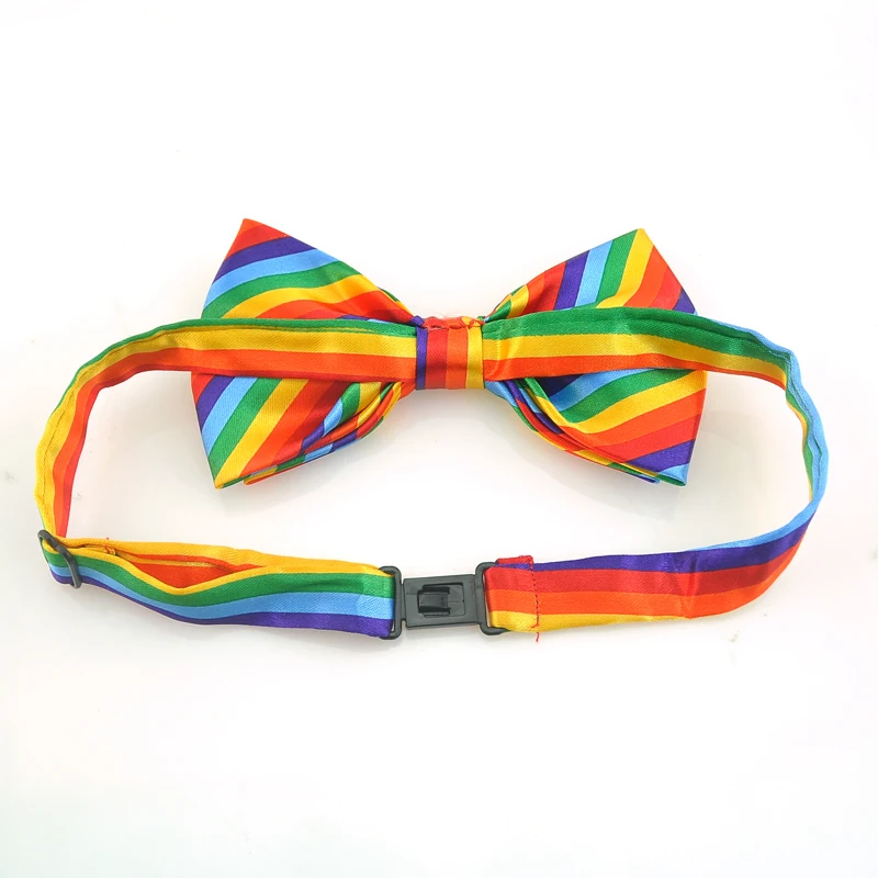 2 Rainbow Striped Colorful Diagonal Stripes Bow Tie For Men Men'S Women Tuxedo Dress Butterfly Knot Gift Gravata Tuxedo Party