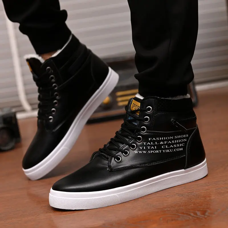 Ankle boots men snow boots winter warm Lace-up men shoes 2021 new fashion flock plush winter boots men shoe plus size