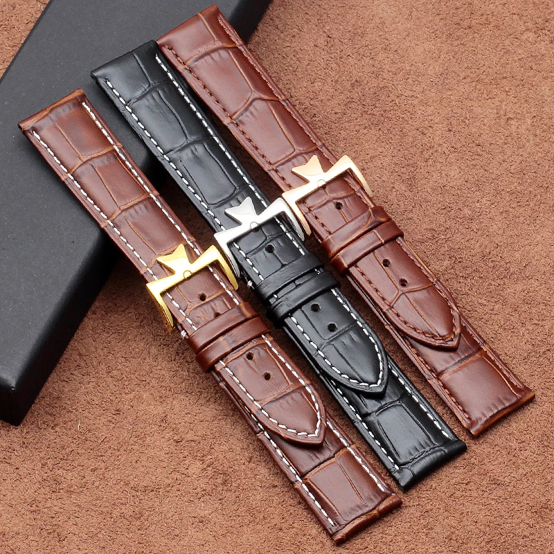 18mm 19mm 20mm 21mm 22mm Genuine Leather Watch Band Replacement for Vacheron Constantin Patrimony VC Black Brown Cowhide Strap