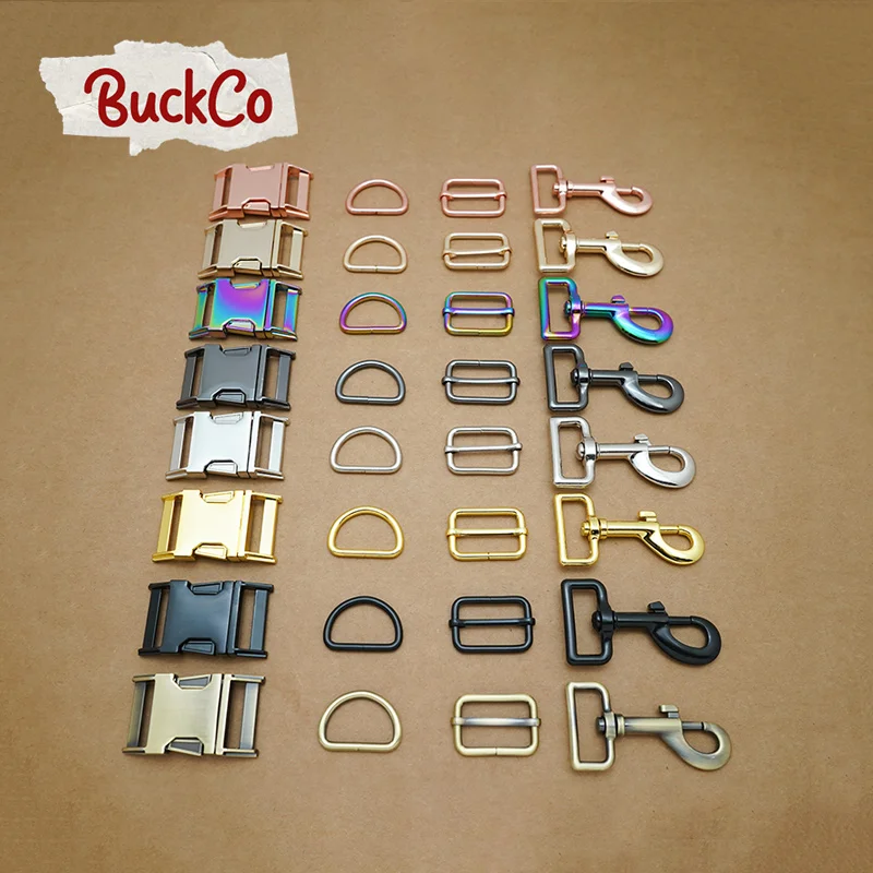 100pcs/lot(metal buckle+adjust buckle+D ring+metal dog clasp)DIY dog collar buckle 30mm webbing sewing accessory 8 colours