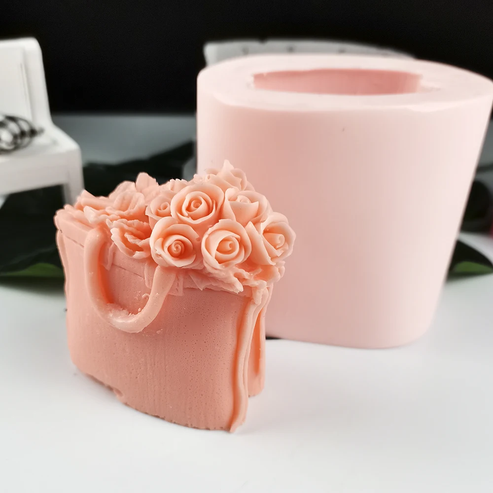 HC0299 PRZY Rose Bouquet In The Bag Soap Mold Flower Mold Silicone Decoration Plant Molds Flowers Candle Moulds Bouquet