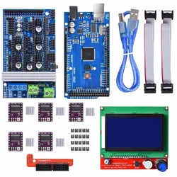 3D Printer Controller Kit with Mega 2560 R3 + RAMPS 1.6 + 5Pcs DRV8825 Stepper Motor Driver + LCD 12864 Reprap for Arduino