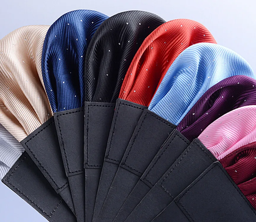 17 Colors Men\'s Pre-folded Pocket Square Solid Polka Dots Handkerchiefs Gentleman Formal Wedding Party Business Chest Towel