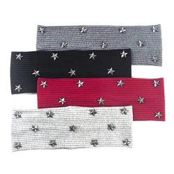 Geebro Fashion Women Five-pointed star Cotton Ribbed Elastic Headbands Soft Vintage Hairbands For Women Girls Hair Accessories