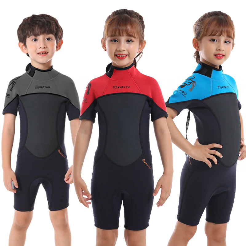 Boys Thick Swimsuits Neoprene Surf Shorty Wetsuit For Kids Girls Underwater Diving Suit Children Scuba Swimwear Keep Warm 2.5mm