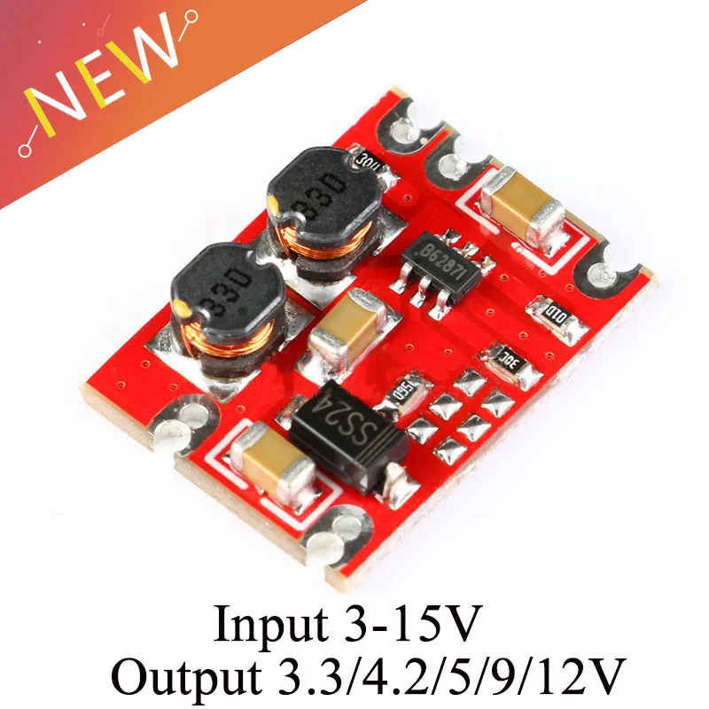 DC-DC Automatic Buck Boost Power Module Step Up and Down Board Input 3V-15V Output 3.3V/5V/4.2V/9V/12V Electronic DIY PCB