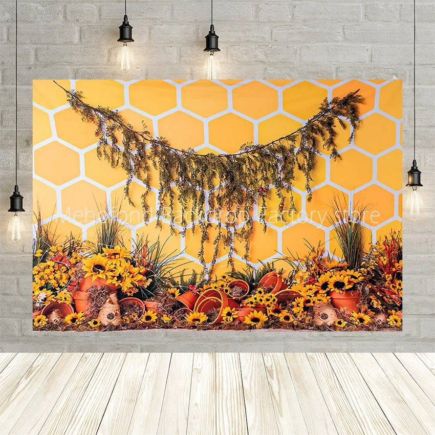 

Mehofond Boy or Girl Birthday Baby Shower Backdrop Sunflower Grass Bee Wood Board Photography Backgrounds Photo Studio Photozone