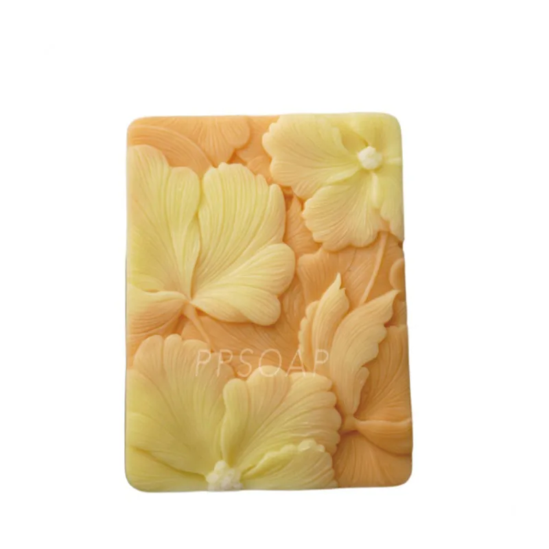 Newest!!!Beautiful Flower DIY Soap Mold Handmade Flower Rectangle Soap Making Mold Silicone Floral Molds for Cake Resin Crafts