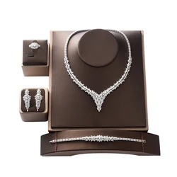 Jewelry Set HADIYANA Trendy Elegant Luxury Wedding Bridal Necklace Earrings Ring And Bracelet Jewelry CN1443 Conjunto De Joyas