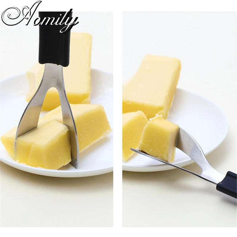 Amoliy Stainless Steel Eco-friendly Cheese Butter Cream Knife Cutting Butter Cutter Knife Silicone Handle Board Kitchen Tools