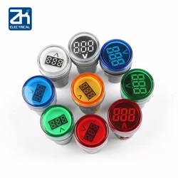 1pcs 22mm Ac 60-500v Led Voltmeter Voltage Meter Indicator Pilot Light Red Yellow Green White Blue