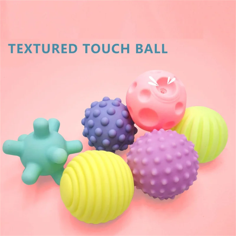 Texturizado Multi Ball Set para o bebê, Desenvolver Tátil Sentidos Toy, Touch Hand Ball, Baby Training Ball, Massagem, Soft Ball, 6PCs