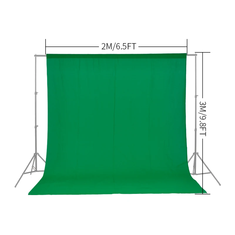 2X3M 3MX6M Photo Background Cloth With Rod Pocket Without Satnd White Cotton Green Screen Chromakey Backdrops For Photo Studio