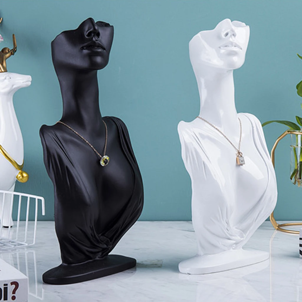 Necklace Display Stand Holder Resin Mannequin Organizer Bust Stand for Model Pendant Earring Chain Holder for Shop Retailer