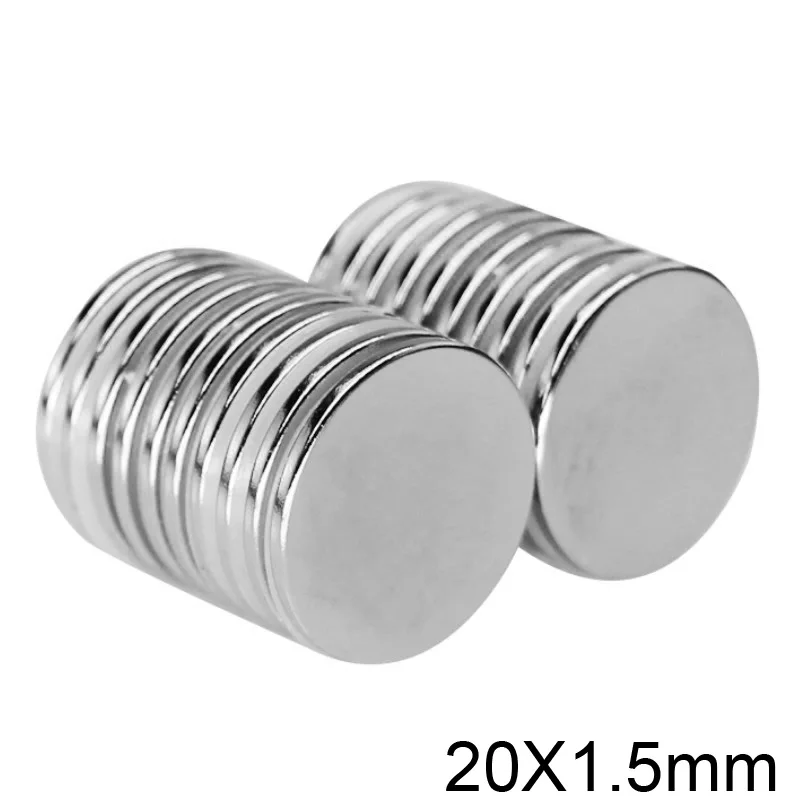 50/100/150PCS 20x1.5 Thin Neodymium Strong Magnets Permanent Round Magnet 20x1.5mm Powerful Magnetic  Disc 20*1.5 mm 20mmx1.5mm