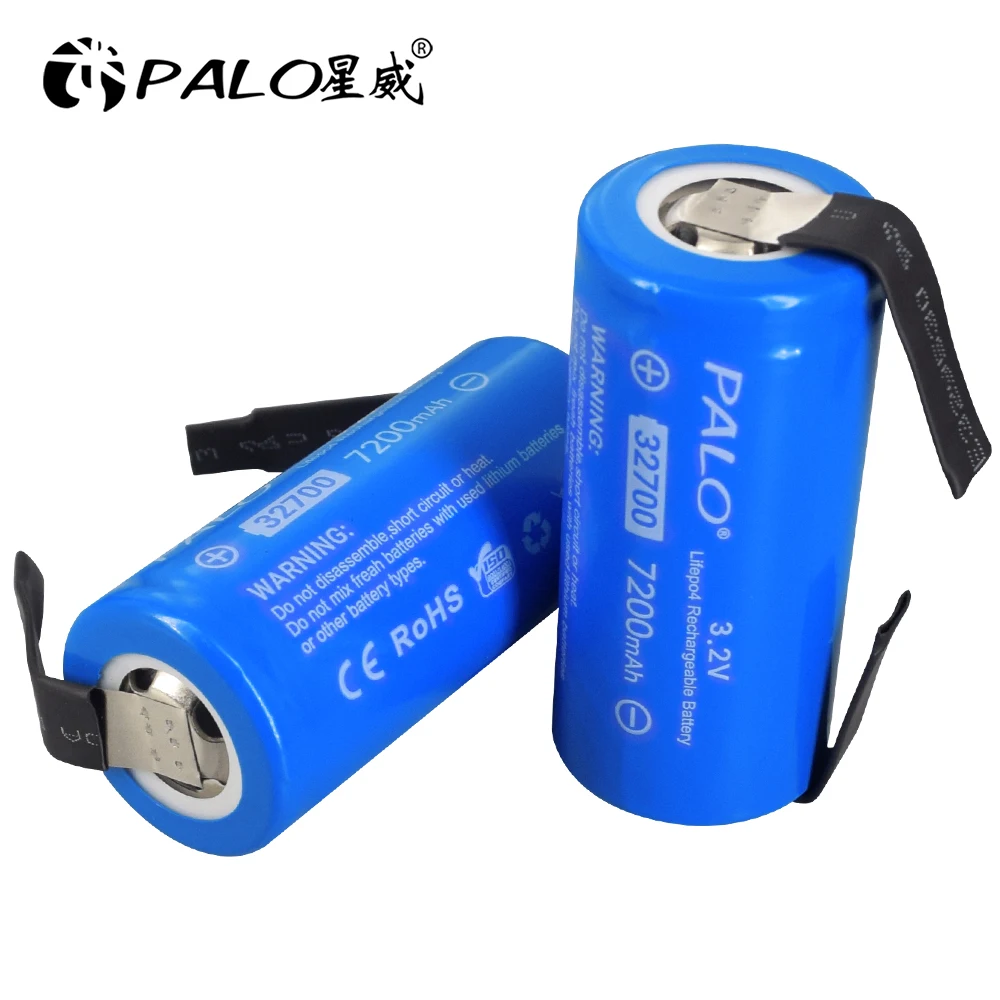 PALO 3.2V 32700 7200mAh LiFePO4 Battery 35A Continuous Discharge Maximum 55A High power battery+DIY Nickel sheets