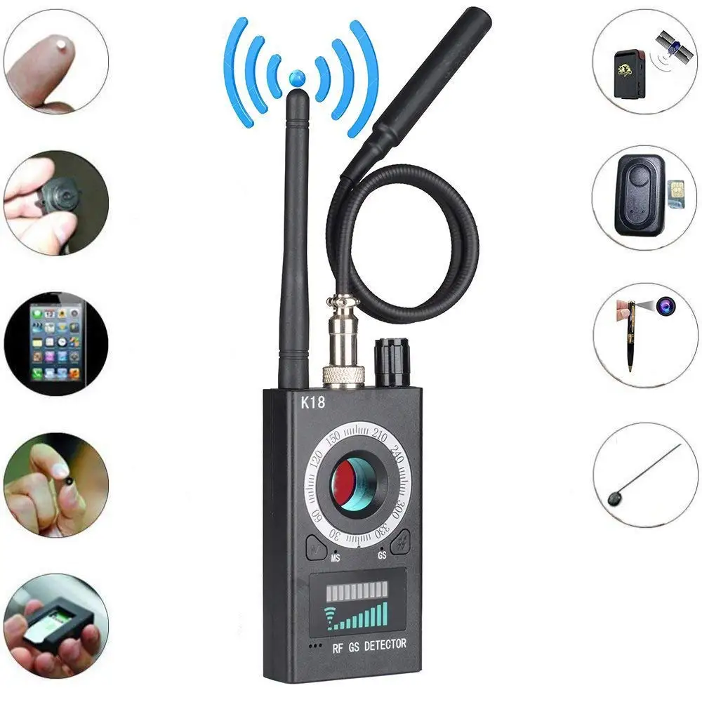 Multi-Function Anti-Spy Detector de Câmera, GSM Audio Bug Finder, Lente de Sinal GPS, RF Tracker, Scanner sem fio, 1MHz a 6,5 GHz, Scanner, K18