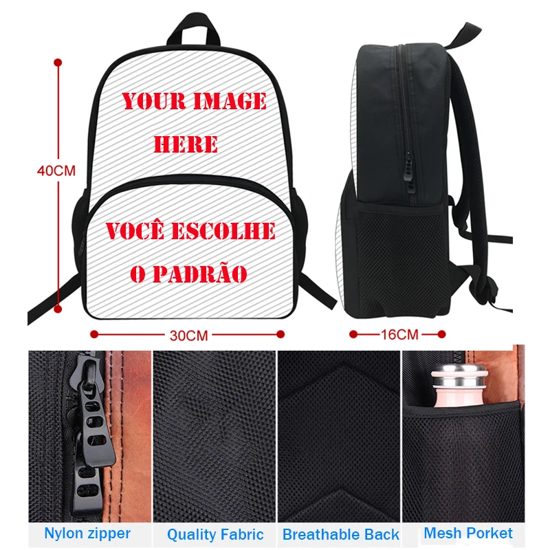 3PCS School Bag Set Mazinger z Printing School Backpack For Teenagers Boys Girls Student Travel Book Bag Schoolbags