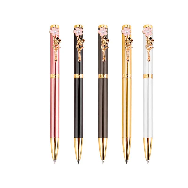 12PCS Pearl Ms. Business Pen Birthday Gift Fashion Metal Gel Pen Stationery Kawaii School Supplies