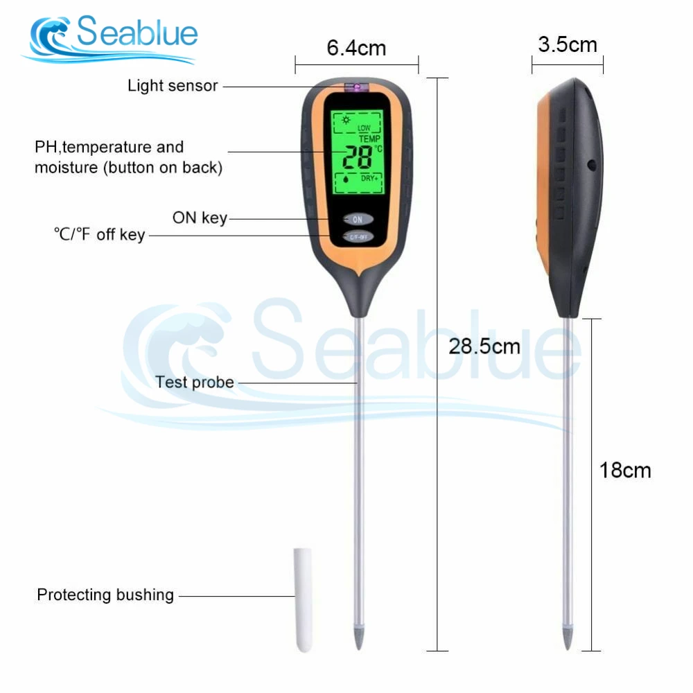 4 w 1 cyfrowy miernik miernik wilgotności gleby PH Tester światła słonecznego do uprawy trawników ogrodowych z wyświetlacz LCD