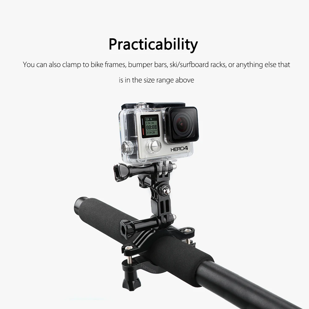 Vamson for Go Pro Accessories Bike Motorcycle Handlebar Pole Mount For Gopro Hero 12 11 10 9 8 7 6 5 4 for SJCAM Mijia for yi 4K