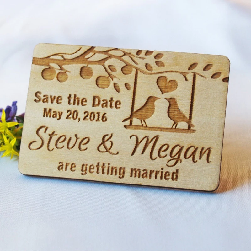 Wooden Save the Date Magnets, Rustic Wooden Magnets, Wedding Favors with Birds,  wedding party favors gifts