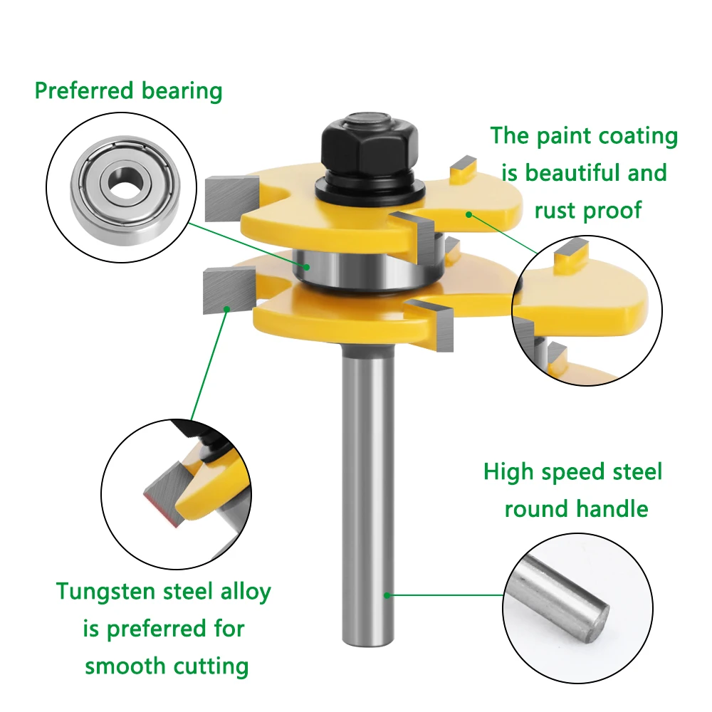 Imagem -06 - Lavie-fresadora de Madeira T-slot mm Shank Língua e Groove Joint Montar Router Bits Ferramentas de Corte de Madeira Mc02002 Pcs