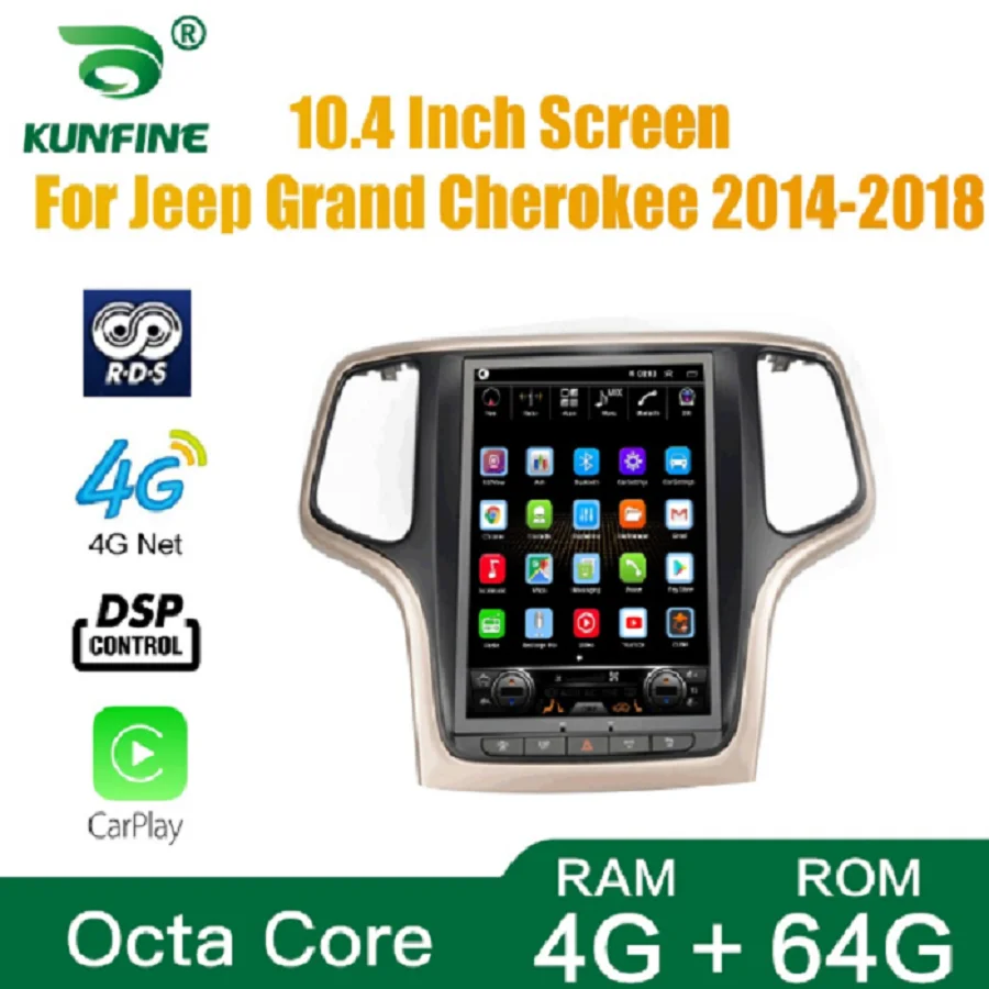 Tesla Screen Octa Core 4GB RAM 64GB ROM Android 10.0 Car DVD GPS Player Deckless Car Stereo For Jeep Grand Cherokee 2014-2017